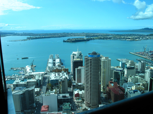 View of the harbor and city from the Skytower