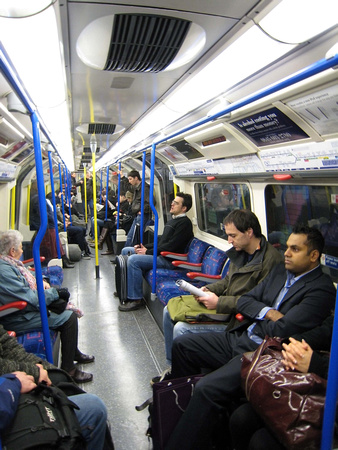 Scene Inside the Picadilly Line